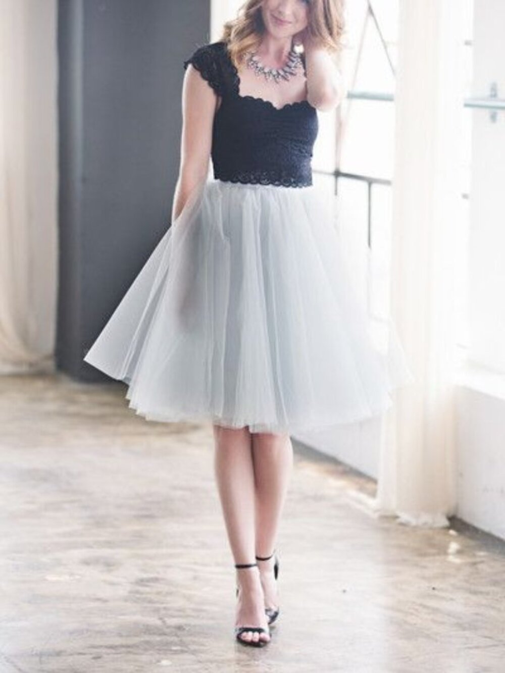 Space 46 Tulle Skirt Dove Grey Size M